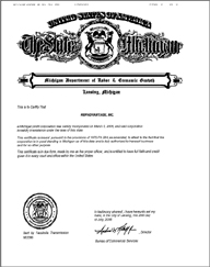 Example of a Michigan Good Standing Certificate