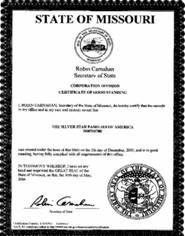 Example of a Missouri Good Standing Certificate
