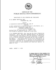 Example of a New Mexico Good Standing Certificate