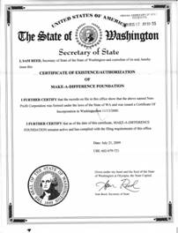 Washington Certificate of Organization